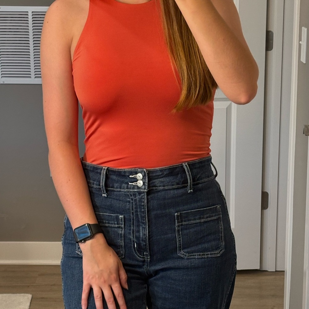 Express Vibrant Orange/Coral Women’s Bodysuit